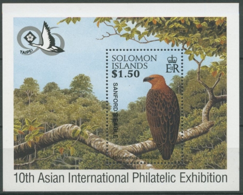 Salomoninseln 1996 TAIPEI'96 Weißbauchseeadler Block 46 postfrisch (C26773)