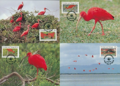 Trinidad und Tobago 1990 WWF Vögel: Rotsichler Maximumkarten 596/99 MK (X12189)