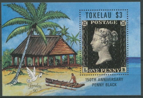 Tokelau 1991 150 J. Briefmarken Penny Black LONDON Block 1 postfrisch (C26833)