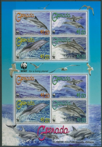 Grenada 2007 WWF Clymene-Delphine Kleinbogen 5925/28 K postfrisch (C12290)