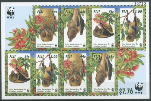 Fidschi 1997 WWF Naturschutz Flughunde Kleinbogen 812/15 K postfrisch (C23064)
