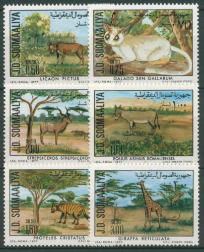 Somalia 1977 Naturschutz Giraffe Kudu Wildesel Erdwolf 251/56 postfrisch