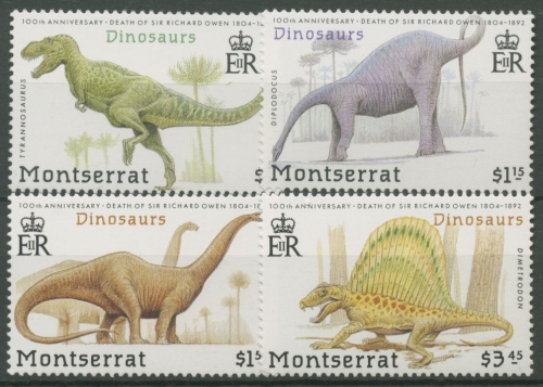 Montserrat 1992 100. Todestag v. R. Owen Zoologe Dinosaurier 833/36 postfrisch
