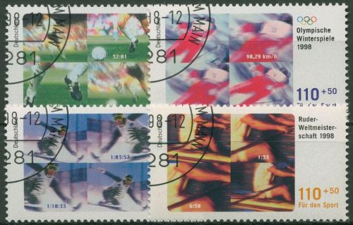 Bund 1998 Sporthilfe Fußball, Olympia Nagano, Rudern 1968/71 gestempelt