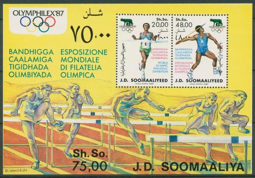 Somalia 1987 Olymphilex Rom Laufen Speerwerfen Block 23 postfrisch (C40061)