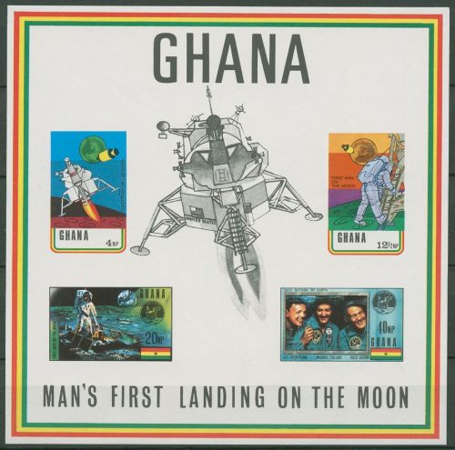 Ghana 1970 Erste bemannte Mondlandung Block 39 B I postfrisch (C40071)