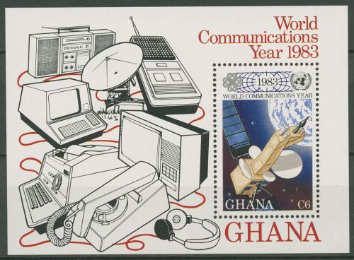 Ghana 1983 Welkommunikationsjahr Satellit Block 101 postfrisch (C40075)