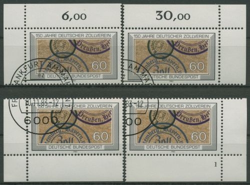 Bund 1983 Deutscher Zollverein Zollstempel 1195 alle 4 Ecken gestempelt (E1217)