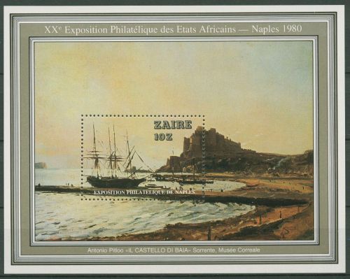 Kongo - Zaire 1980 Gemälde Castello di Baia Schiff Block 36 postfrisch (C40092)