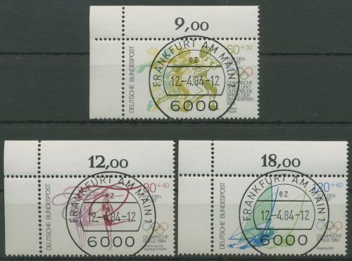 Bund 1984 Sporthilfe Olympia Los Angeles 1206/08 Ecke 1 mit TOP-Stempel (E1246)