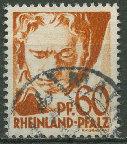 Französische Zone Rheinland-Pfalz 1947 Beethoven Type V, 12 y v V gestempelt