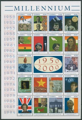 Sambia 2000 Millennium Bedeutende Ereignisse 1085/02 ZD-Bg. postfrisch (SG40001)