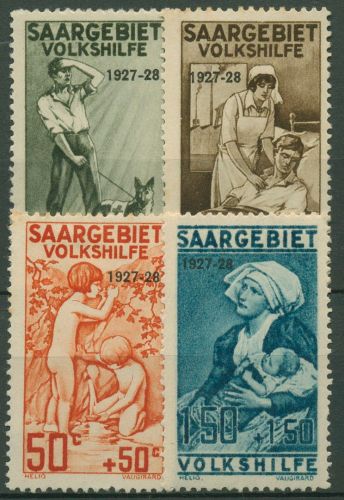 Saargebiet 1927 Volkshilfe Pflegedienste mit Aufdruck 122/25 mit Falz