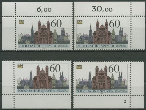 Bund 1990 Speyer Dom Bauwerke 1444 alle 4 Ecken postfrisch (E1760)