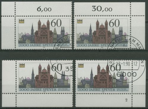 Bund 1990 Speyer Dom Bauwerke 1444 alle 4 Ecken gestempelt (E1761)
