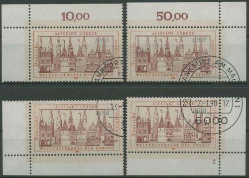 Bund 1990 UNESCO Welterbe Altstadt Lübeck 1447 alle 4 Ecken gestempelt (E1768)