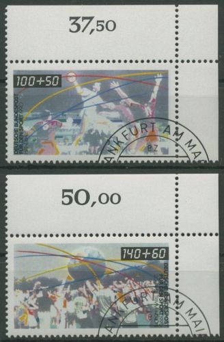 Bund 1990 Beliebte Sportarten 1449/50 Ecke 2 oben rechts gestempelt (E1770)