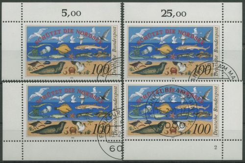 Bund 1990 Nordsee-Schutzkonferenz, Den Haag 1454 alle 4 Ecken gestempelt (E1776)