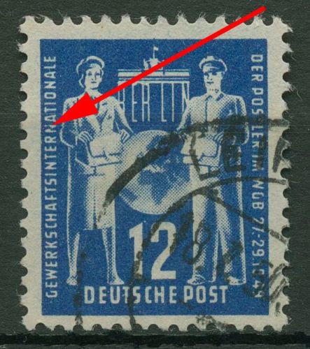 DDR 1949 Weltgewerkschaftsbund mit Plattenfehler 243 F 1 gestempelt