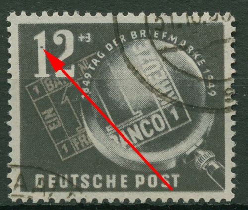 DDR 1949 Tag der Briefmarke mit Plattenfehler 245 F 28 gestempelt