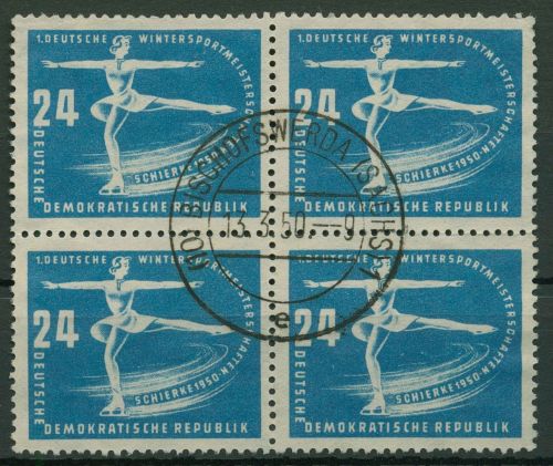 DDR 1950 1. Wintersportmeisterschaften der DDR 247 4er-Block gestempelt
