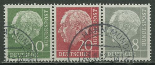 Bund 1960 Heuss/Ziffer (WZ liegend) Zusammendruck W 22 YII gestempelt