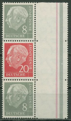 Bund 1960 Heuss/Ziffer (WZ lg.) Zusammendruck S 50 YII mit Rand postfrisch