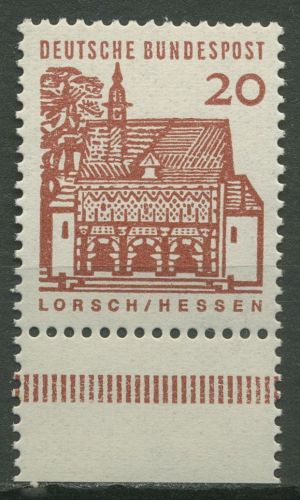 Bund 1964/65 Bauwerke klein, Bogenmarke aus MHB mit Unterrand 456 UR postfrisch