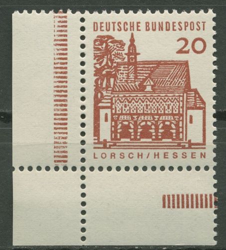 Bund 1964/65 Bauwerke klein, Bogenmarke Ecke 456 aus MHB ER 11.3 postfrisch