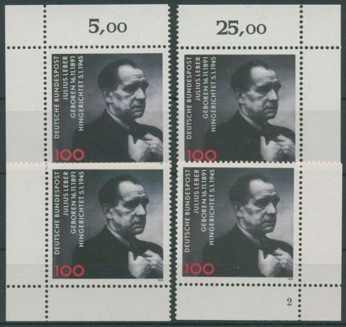 Bund 1991 Politiker Julius Leber 1574 alle 4 Ecken postfrisch (E1935)