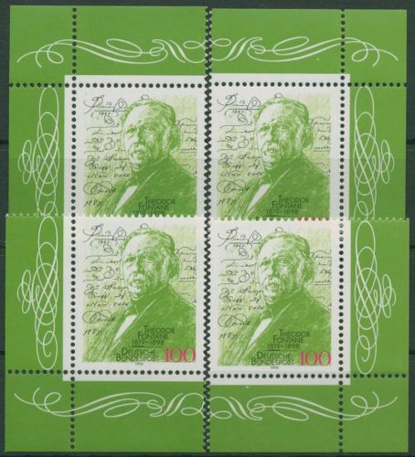 Bund 1994 Dichter Theodor Fontane 1767 alle 4 Ecken postfrisch (E2312)