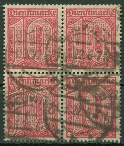 Dt. Reich Dienst 1920 ohne Ablösungsziffer D 24 4er-Block gestempelt