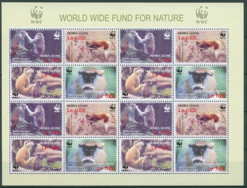 Sierra Leone 2004 WWF Husarenaffe 4694/97 ZD-Bogen postfrisch (C23246)