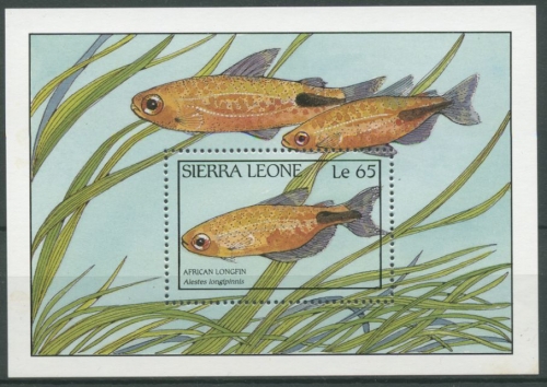 Sierra Leone 1988 Fische Langflossensalmler Block 76 postfrisch (C23254)