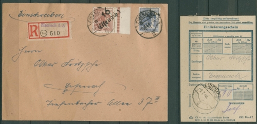 SBZ Allgemeine Ausgabe Bezirkshandstempel 179/80 III Bezirk 16 R-Brief (X12937)