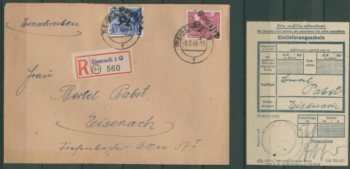 SBZ Allgemeine Ausgabe Bezirkshandstempel 177/78 III Bezirk 16 R-Brief (X12939)