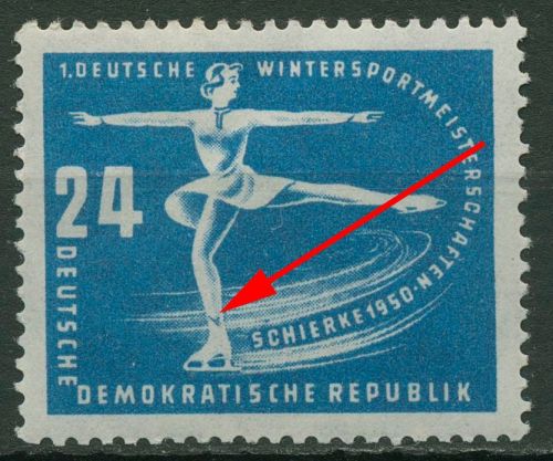 DDR 1950 Wintersportmeisterschaften Plattenfehler 247 I mit Falz