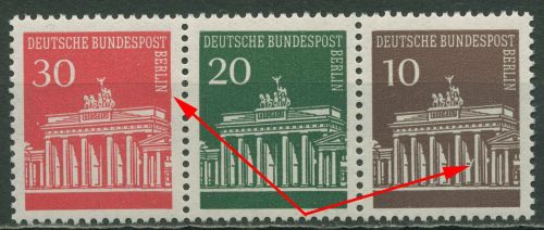 Berlin ZD 1966 Brand. Tor Plattenfehler W 43 mit 286 II, 288 II postfrisch