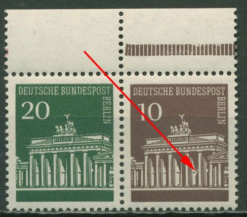 Berlin ZD 1966 Brandenburger Tor Plattenfehler W 41 OR mit 286 PF II postfrisch