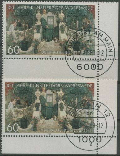 Bund 1989 100 Jahre Künstlerdorf Worpswede 1430 Ecke 4 FN 1,2 TOP-Stempel (E691)