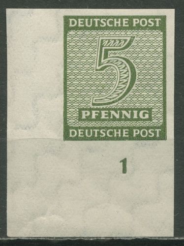 SBZ West-Sachsen 1945 Ziffern mit WZ X 116 X Ecke 3 unten links postfrisch