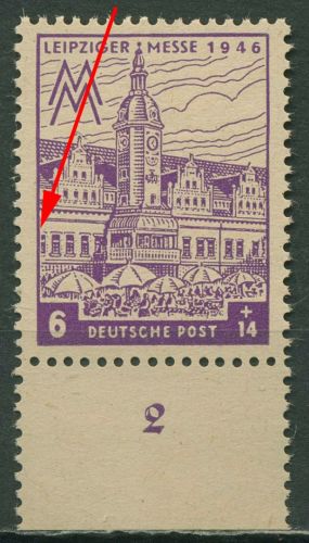 SBZ West-Sachsen 1946 Leipziger Messe mit Plattenfehler 162 AZ IV postfrisch