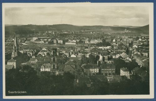 Saarbrücken Gesamtansicht Fabriken, gelaufen 1933 (AK4545)