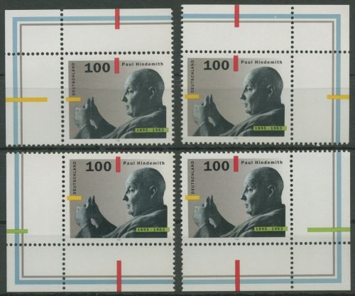 Bund 1995 Komponist Paul Hindemith 1827 alle 4 Ecken postfrisch (E2492)