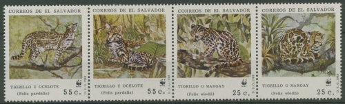 El Salvador 1988 WWF Naturschutz Katzen Ozelot 1734/37 ZD postfrisch (C13023)