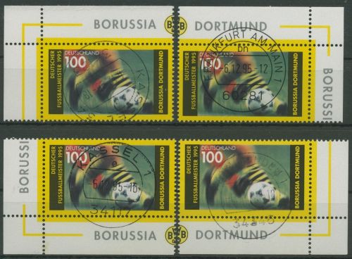 Bund 1995 Fußballmeister Borussia Dortmund 1833 alle 4 Ecken TOP-Stempel (E2514)