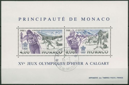 Monaco 1988 Olympia Calgary Winterspiele Block 38 gestempelt (C91358)