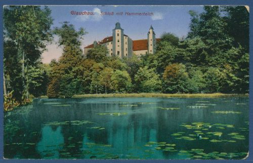 Glauchau Schloß mit Hammerteich, gelaufen 1921 (AK4524)