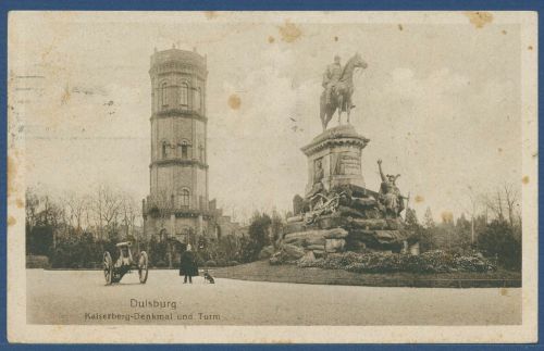 Duisburg Kaiserberg-Denkmal und Turm, gelaufen 1926 fleckig (AK4508)