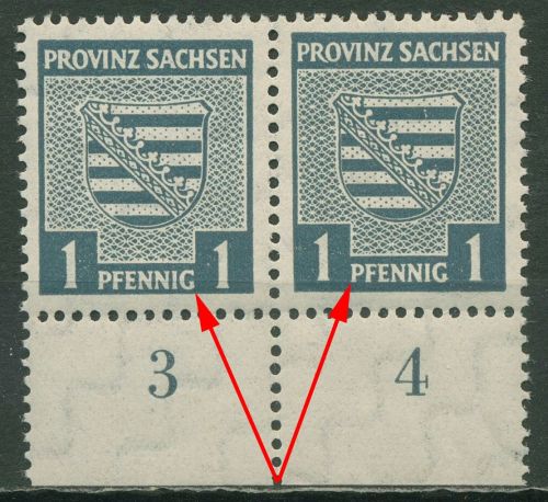 SBZ Provinz Sachsen 1945 Provinzwappen mit Plattenfehler 73 X I postfrisch